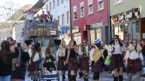 February 2023 Kehl Germany Festive Rosenmontag Carnival Procession Occasion Spring — Vídeo de Stock