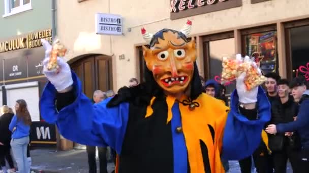 Února 2023 Kehl Německo Slavnostní Karnevalový Průvod Rosenmontagu Příležitosti Jara — Stock video