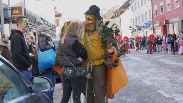 February 2023 Kehl Germany People Scary Funny Costumes Festive Rosenmontag — Vídeo de Stock