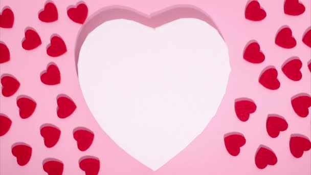 Stop Motion Animation Hearts Copy Space Concept Love Valentines Day — Video