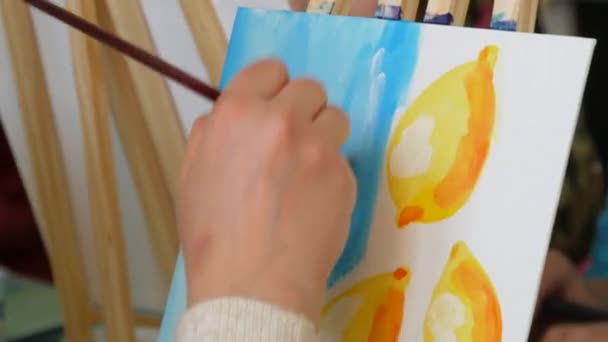 Kehl Deutschland März 2023 Lehren Ziehen Ein Künstler Malt Atelier — Stockvideo