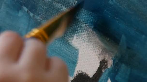 Des Leçons Dessin Une Main Artiste Peint Tableau Sur Une — Video