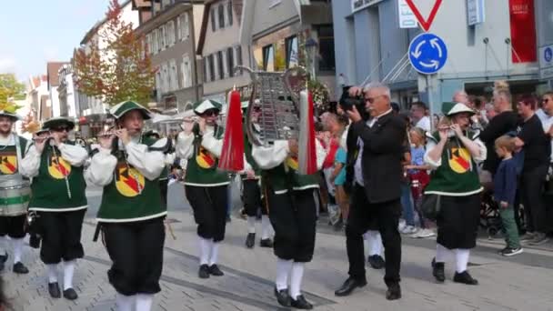 Buhl Niemcy Września 2022 Uroczysta Parada Czci Żniw Śliwki Ulicy — Wideo stockowe