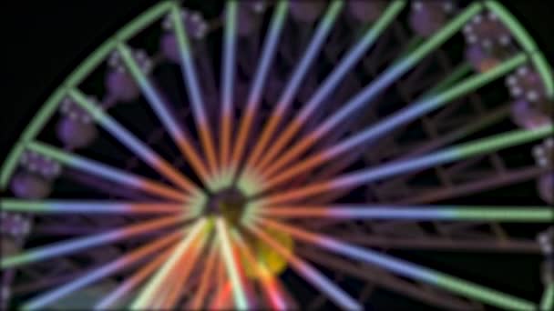 Waas Groot Feestelijk Kleurrijk Reuzenrad Nachts Tegen Achtergrond Van Nachtelijke — Stockvideo