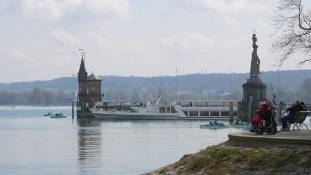 Konstanz Németország 2023 Április Constance Alpok Legnagyobb Tava Egy Turistahajó — Stock videók