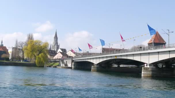 Konstanz Alemania Abril 2023 Vista Del Puente Que Conduce Casco — Vídeos de Stock