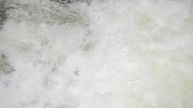 Yavaş çekimde güzel, temiz bir dağ nehri. Bir dağ deresinin gücü ve güzelliği.