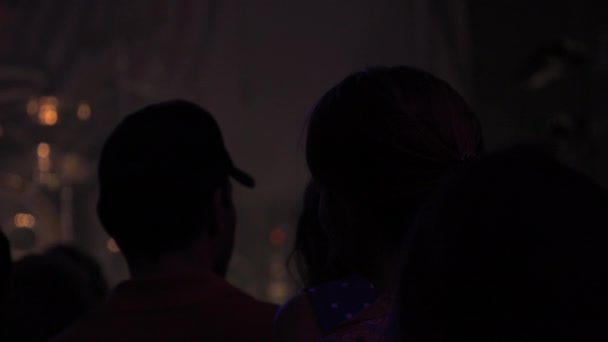 Silhouette Personnes Dansant Lors Concert Ralenti Sombre Les Gens Dansent — Video