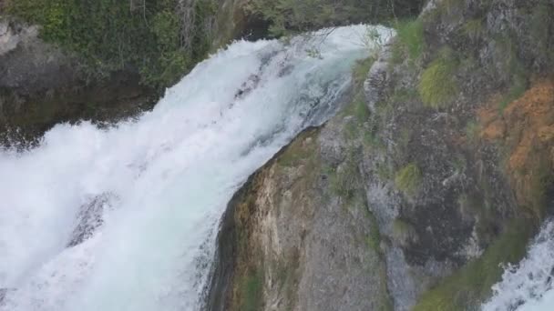 Sebuah Aliran Air Yang Besar Rhine Falls Dalam Gerakan Lambat — Stok Video