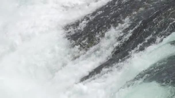 Большой Поток Воды Рейн Фоллс Замедленной Съемке Белые Здоровые Волны — стоковое видео