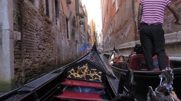 베니스 이탈리아 2023 운하를 곤돌라를 타고의 Pov 비디오 베니스의 전통적인 — 비디오