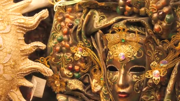 Venice Italy September 2023 Many Incredibly Beautiful Handmade Venetian Carnival — Stock Video