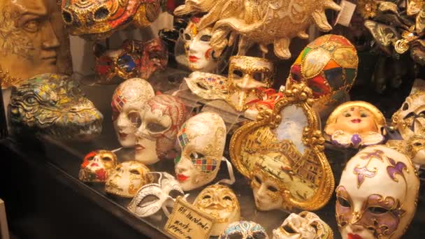 Venetië Italië September 2023 Veel Ongelooflijk Mooie Handgemaakte Venetiaanse Carnaval — Stockvideo