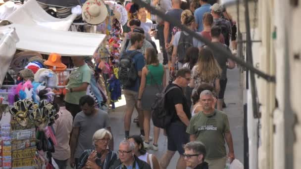 Veneza Itália Setembro 2023 Multidão Pessoas Caminhando Famosa Ponte Rialto — Vídeo de Stock
