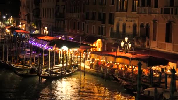 Venedik Talya Eylül 2023 Büyük Kanal Akşam Manzarası Gondollar Gece — Stok video