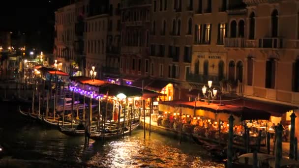 Venedig Italien September 2023 Kvällsutsikt Över Canal Grande Gondolas Och — Stockvideo