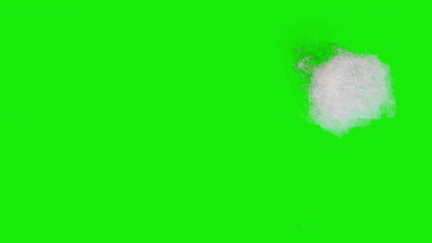 Kawałek Sintepon Lub Wełna Bawełniana Wyciera Powierzchnię Zielonym Tle Chromakey — Wideo stockowe