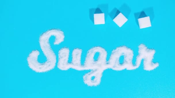 Stoppa Rörelse Animation Typografi Inskription Bokstäver Från Fint Socker Sockerrören — Stockvideo