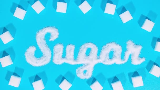 Stoppa Rörelse Animation Typografi Inskription Bokstäver Från Fint Socker Sockerrören — Stockvideo