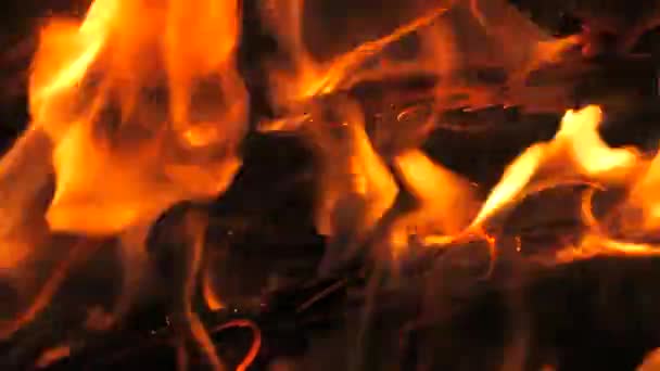 Zpomalené Video Ohně Plamenů Ohniště Hořící Plyn Nebo Benzín Hoří — Stock video