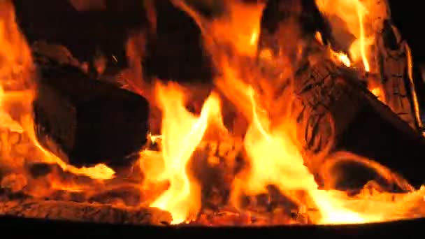 Vídeo Cámara Lenta Fuego Llamas Una Fosa Fuego Quema Gas — Vídeo de stock