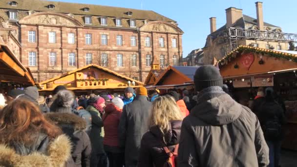 Estrasburgo França Dezembro 2023 Uma Multidão Pessoas Uma Caminhada Natal — Vídeo de Stock