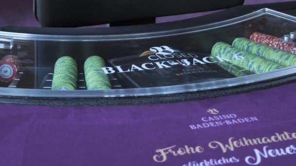Baden Baden Alemania Diciembre 2023 Ruleta Casino Fichas Mesa Para — Vídeo de stock