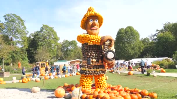 October 2023 Ludwigsburg Germany Sculpture Variety Large Small Pumpkins Autumn — Stock Video