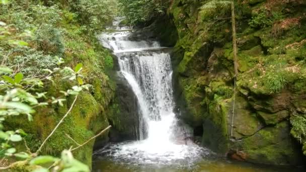 Beautiful Mountain Waterfall Geroldsauer Black Forest Germany Baden Wurttemberg Pure — Stock videók