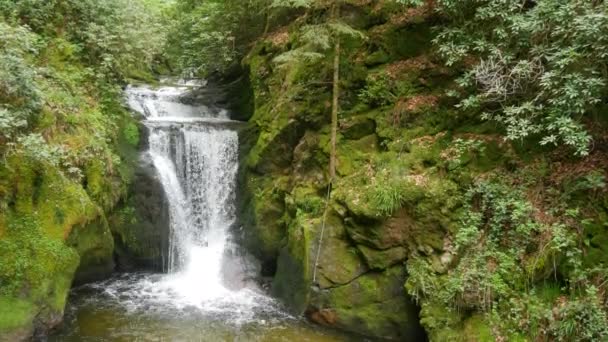 Beautiful Mountain Waterfall Geroldsauer Black Forest Germany Baden Wurttemberg Pure — Stock videók