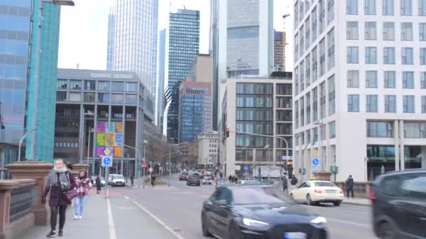 Frankfurt Duitsland Januari 2024 Verkeersopstopping Straten Van Stad Verkeer Zakenmetropool — Stockvideo