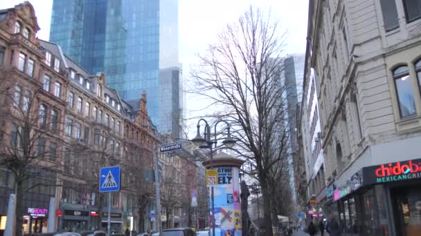 Frankfurt Januar 2024 Morgen Der Metropole Und Wirtschaftsmetropole Deutschlands Blick — Stockvideo
