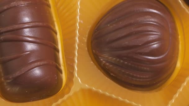 Schokolade Schachtel Bonbons Makroansicht Das Konzept Der Diabetes — Stockvideo