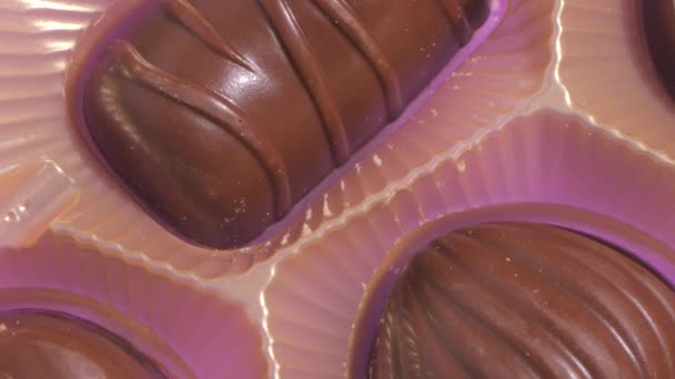 Chocolate Box Candies Macro View Concept Diabetes — Stock Video