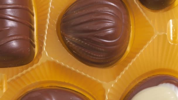 チョコレートボックスキャンディマクロビュー 糖尿病の概念 — ストック動画