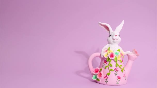 复活节停止动作动画 美丽的复活节兔子在画面中移动 — 图库视频影像