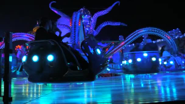 April 2024 Kehl Germany Slow Motion Attraction Park Octopus Head — Stock Video
