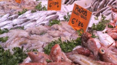 İspanya 'nın Palma de Mallorca kentindeki dünyaca ünlü Olivar pazarının tezgahlarında geniş bir deniz ürünleri seçimi var. Çeşitli taze balıklar, ahtapot, kabuklu deniz hayvanları ve kabuklular..