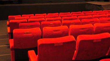 Mükemmel sıra dizilmiş lüks kırmızı sinema koltuklarının çarpıcı manzarası davetkar ama ürkütücü bir atmosfer yaratıyor. Ilık ışıkla aydınlatılan boş tiyatro, beklenti için zemin hazırlıyor.