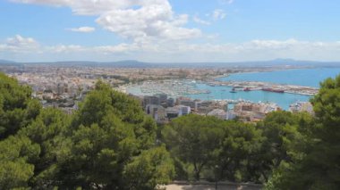 Palma de Mallorca 'nın çarpıcı hava manzarası canlı şehir manzarasını ve yat ve yelkenlilerle dolu hareketli marinayı gözler önüne seriyor. Derin mavi Akdeniz suları güzel bir tezat oluşturur.