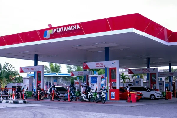 stock image Yogyakarta, Indonesia - October 2022: SPBU Pertamina, the gas station owned by Pertamina, an Indonesian state-owned oil company. Pertamina Corporate Owner Corporate Operate (COCO).