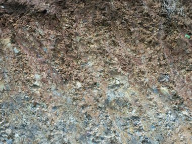 Endonezya, Yogyakarta 'daki Kulon Progo bölgesindeki toprak tabakasını kapatın. Doğal arkaplan.