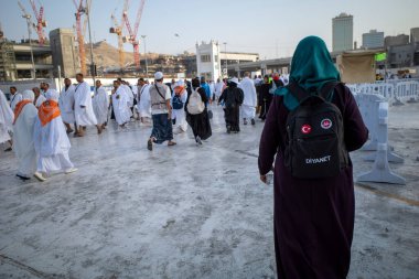 Mekke, Suudi Arabistan - 5 Haziran 2024: Türkiye 'den Hac ve Umrah hacı, Diyanet, Mescidi Haram, Mekke' deki Büyük Cami, Suudi Arabistan Hac 2024.