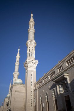 Suudi Arabistan 'daki Mescid Nabawi olarak da bilinen Hz. Muhammed Camii' ndeki minareler..
