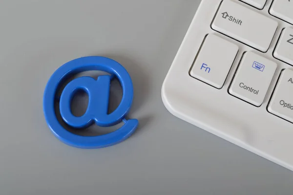 Počítačová Klávesnice Symbol Emailové Adresy Email Marketing Internetové Mailové Komunikace — Stock fotografie