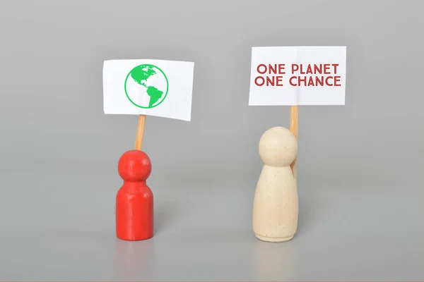 Only One Earth World Environment Day Concept Surround Wooden Figure — Stock fotografie