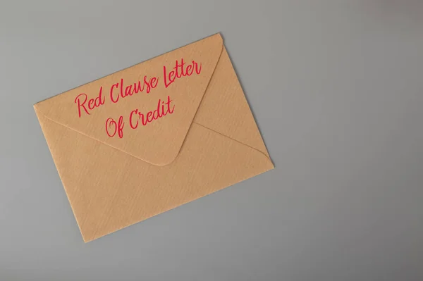 Brązowa Koperta Napisem Red Clause Letter Credit — Zdjęcie stockowe