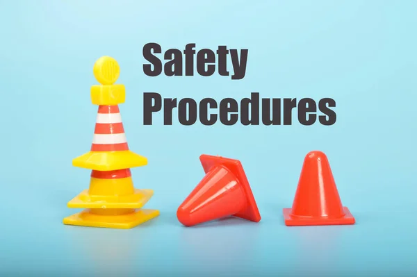 Yellow Red Traffic Cones Text Safety Procedures — Stock Photo, Image