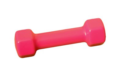 Beyaz arka planda izole edilmiş spor ağırlıkları pembe halterler..