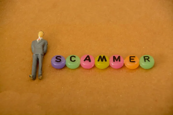 Businessman Scammer Text Emphasizing Need Awareness Caution While Conducting Business — Stock Photo, Image